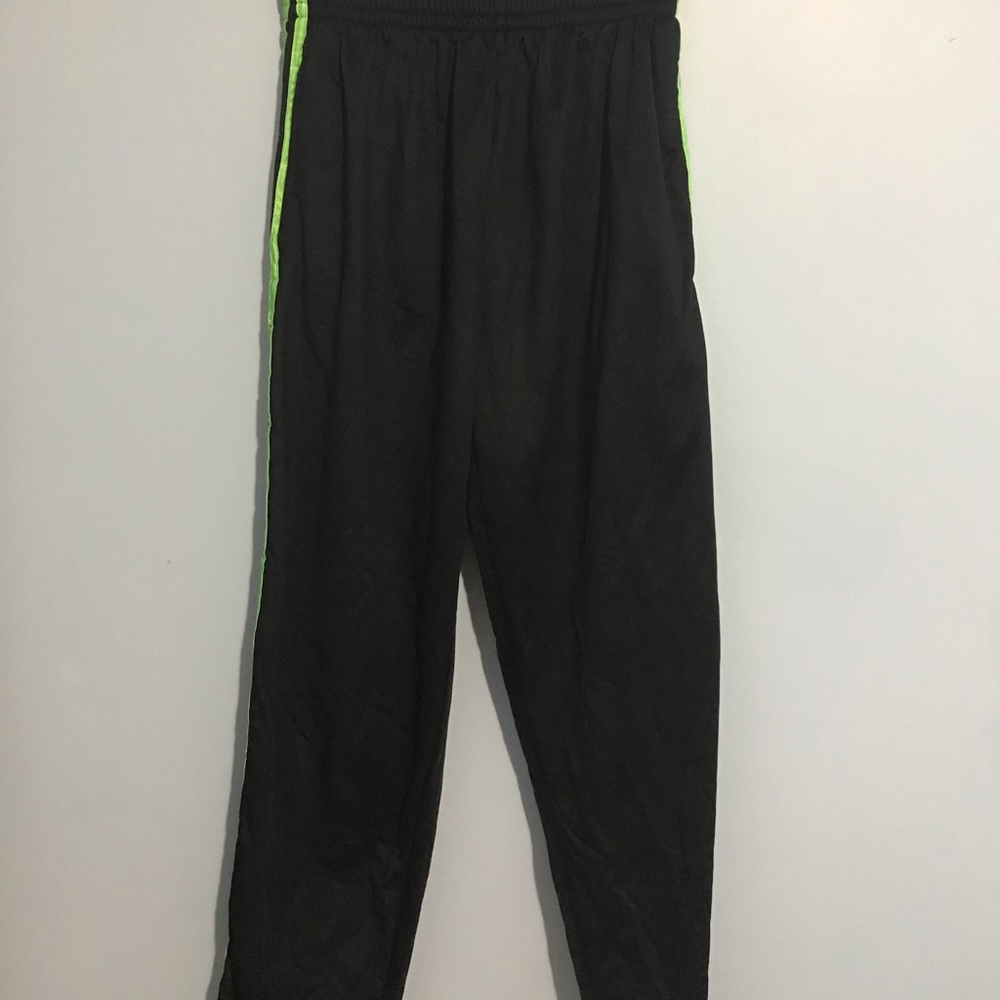AllPro Men Long Black with Green Trim Sweatpants